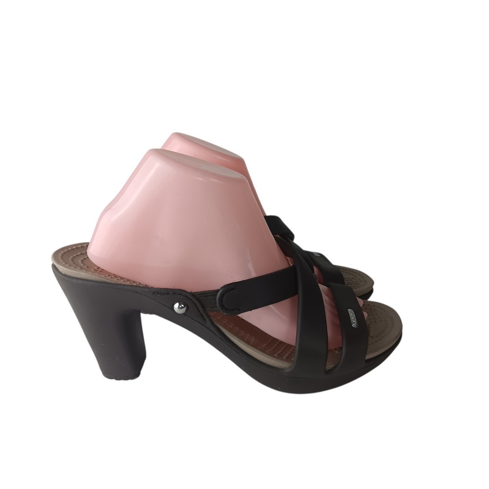 Crocs Cyprus IV Heel Sandals Womens Size 10 Espresso Mushroom Strappy Slip On